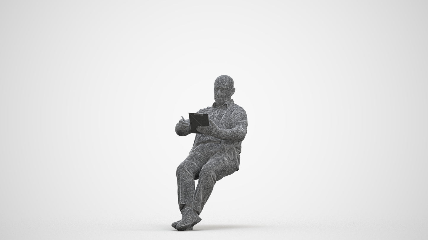 photogrammetry 3D senior man business, realistic human model archviz FBX, three-quarter front view render