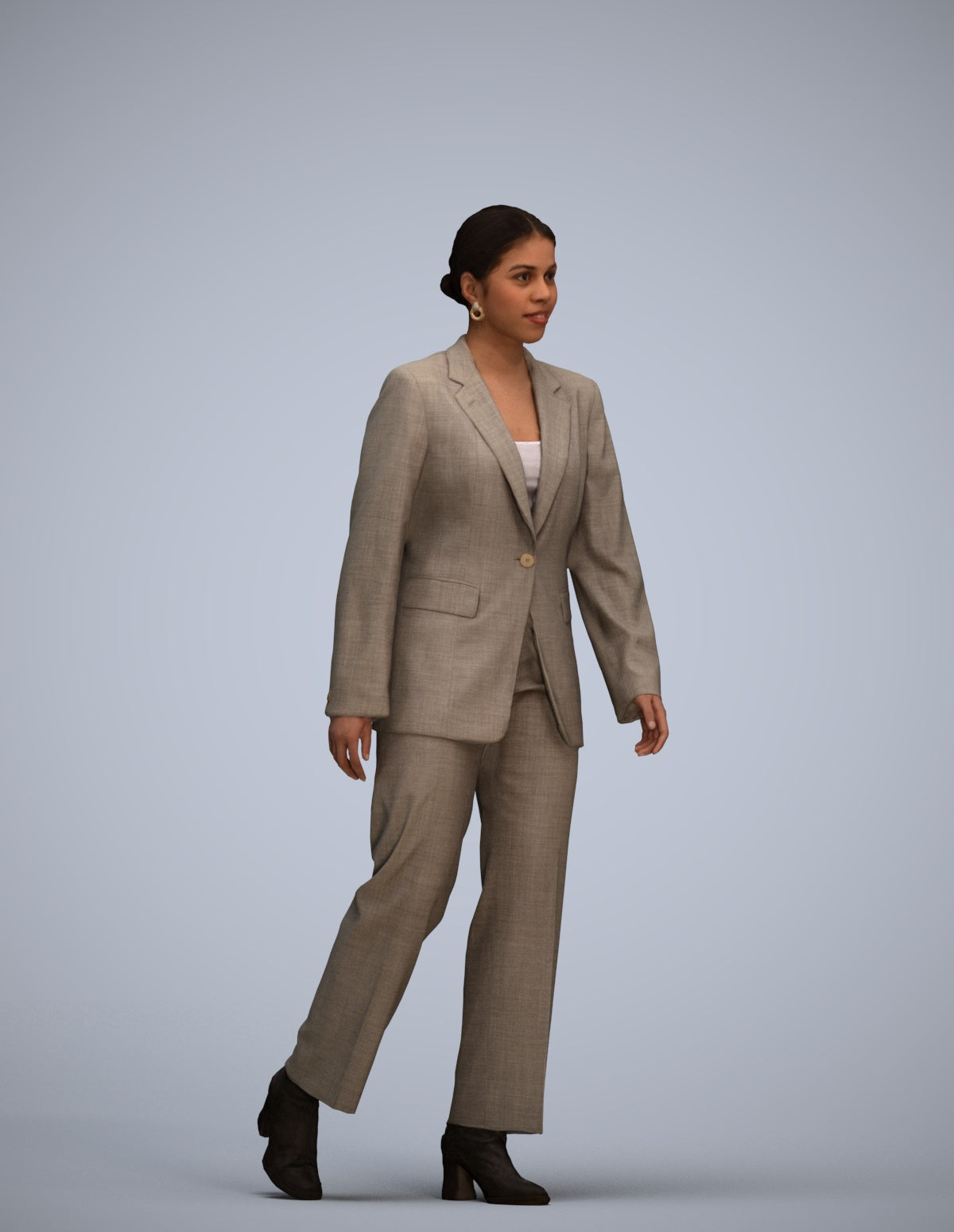 3D scanned woman standing business, photorealistic archviz people for Enscape and SketchUp