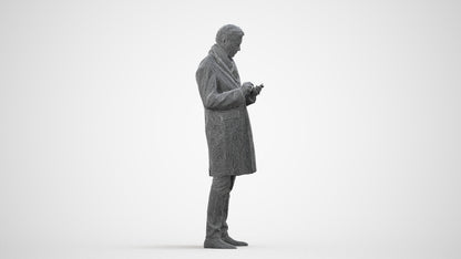 photogrammetry 3D man standing, realistic human model archviz FBX, wireframe side view