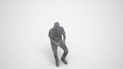realistic 3D people man casual sitting, render-ready for V-Ray and Corona, FBX OBJ, wireframe three-quarter view