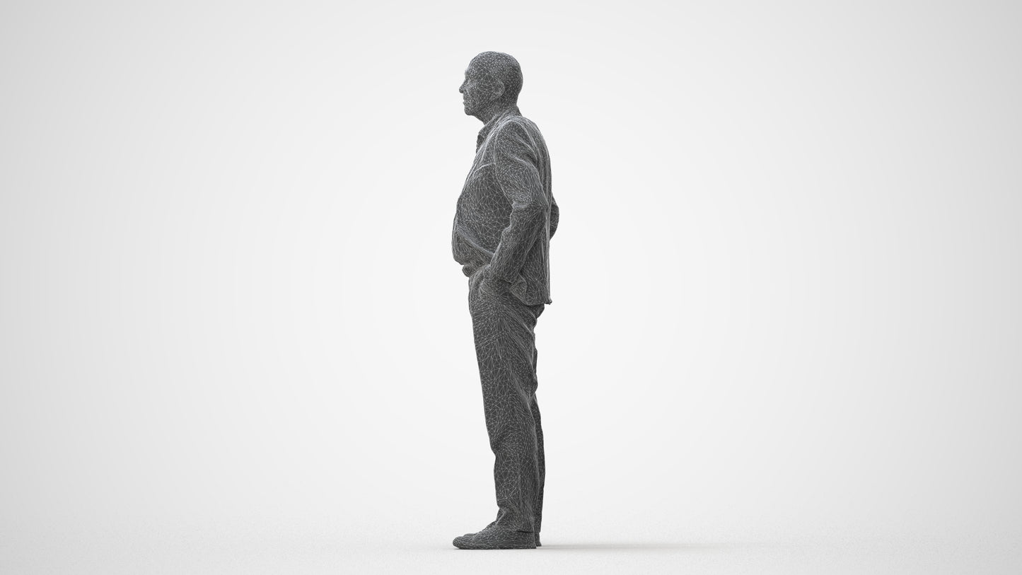 scanned 3D senior man business standing, photogrammetry people for Enscape and V-Ray, square thumbnail
