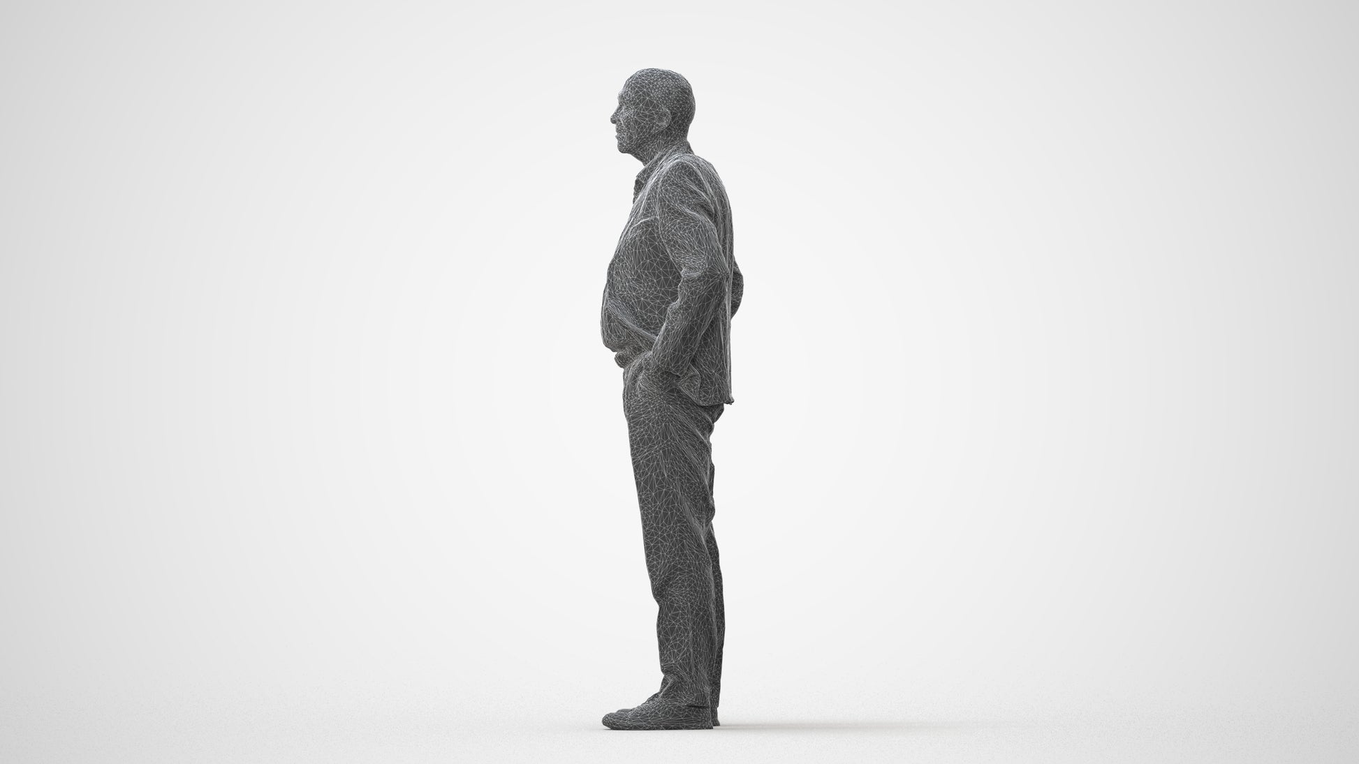 scanned 3D senior man business standing, photogrammetry people for Enscape and V-Ray, square thumbnail