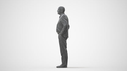 scanned 3D senior man business standing, photogrammetry people for Enscape and V-Ray, square thumbnail