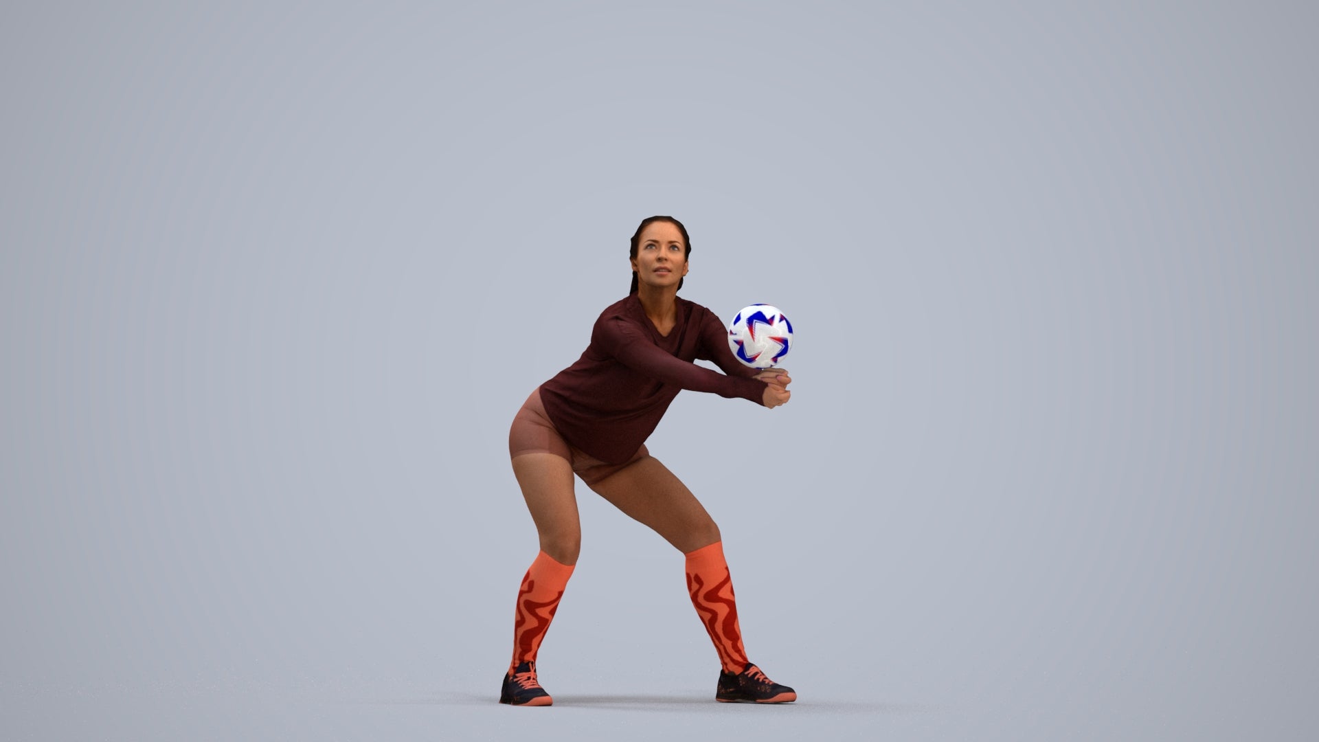 3D scanned woman sport, photorealistic archviz people for Enscape and SketchUp, standing pose render