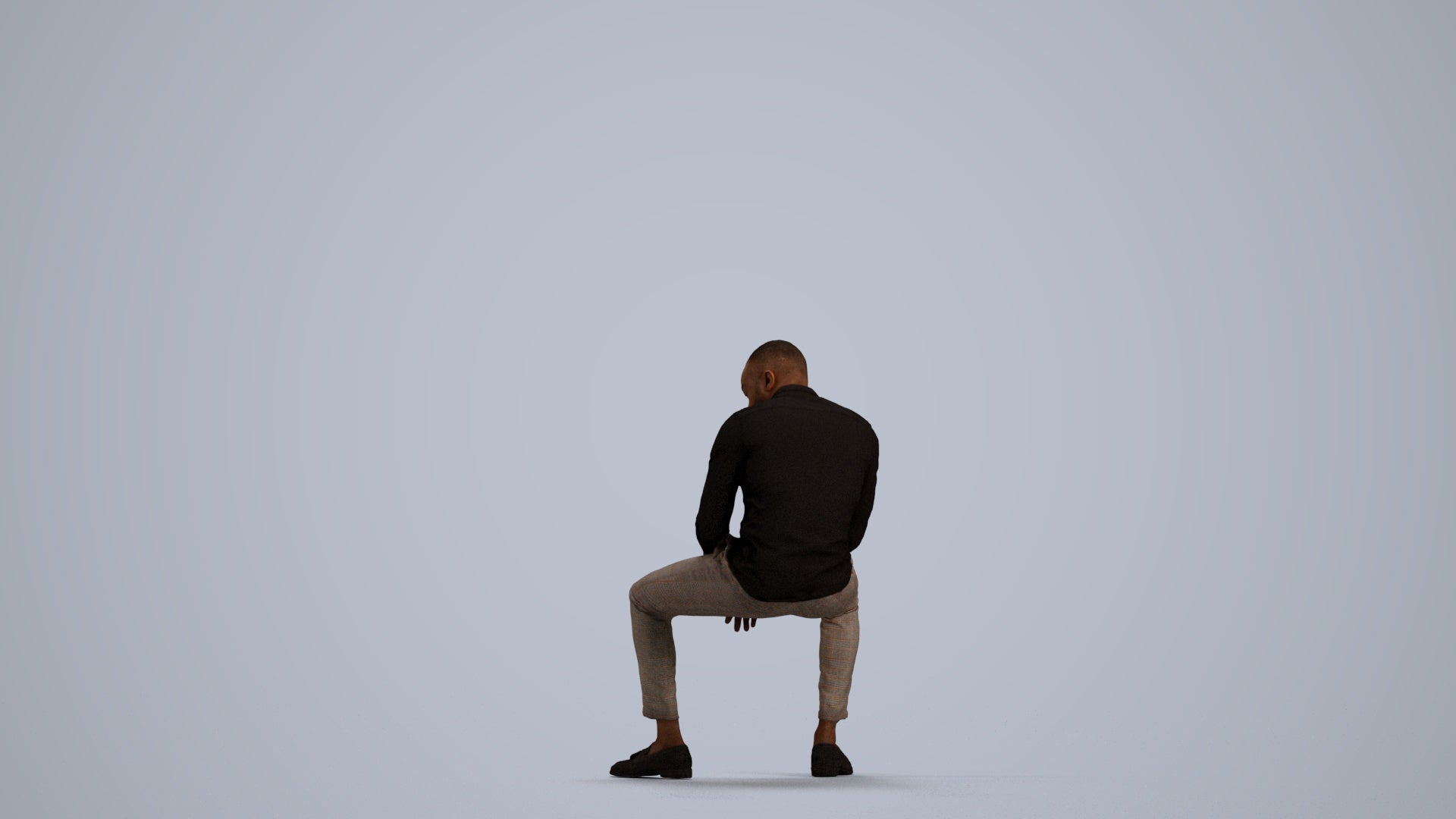 realistic 3D people man business sitting, render-ready for V-Ray and Corona, FBX OBJ, front view render