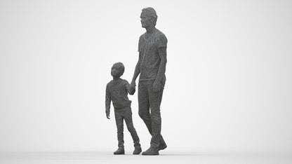 3D people model boy casual kids, scanned human for 3ds Max rendering, wireframe back view