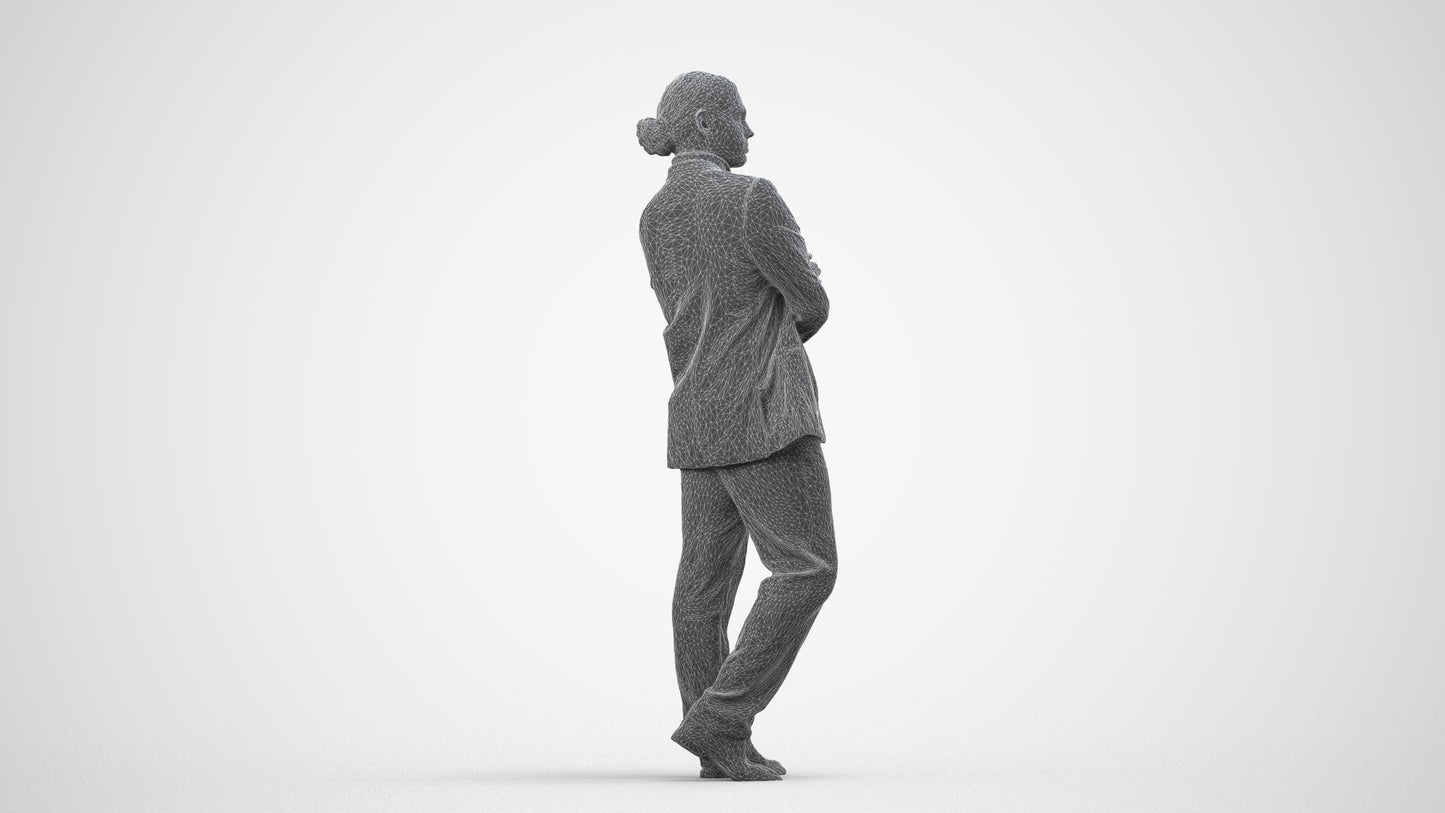 realistic 3D people man business, render-ready for V-Ray and Corona, FBX OBJ, wireframe side view