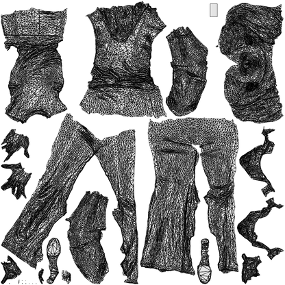 scanned 3D woman casual standing, photogrammetry people for Enscape and V-Ray, wireframe top-down view