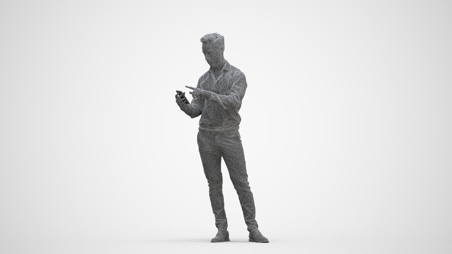 realistic 3D people man business standing, render-ready for V-Ray and Corona, FBX OBJ, three-quarter front view render