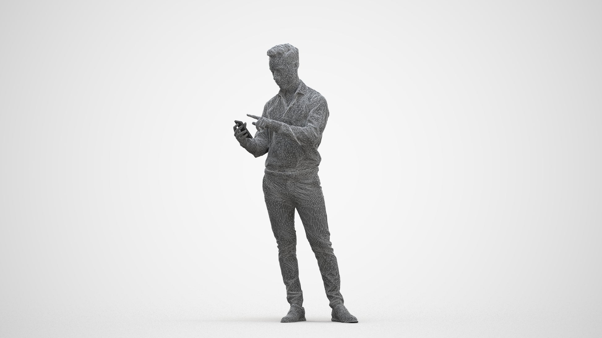 realistic 3D people man business standing, render-ready for V-Ray and Corona, FBX OBJ, three-quarter front view render