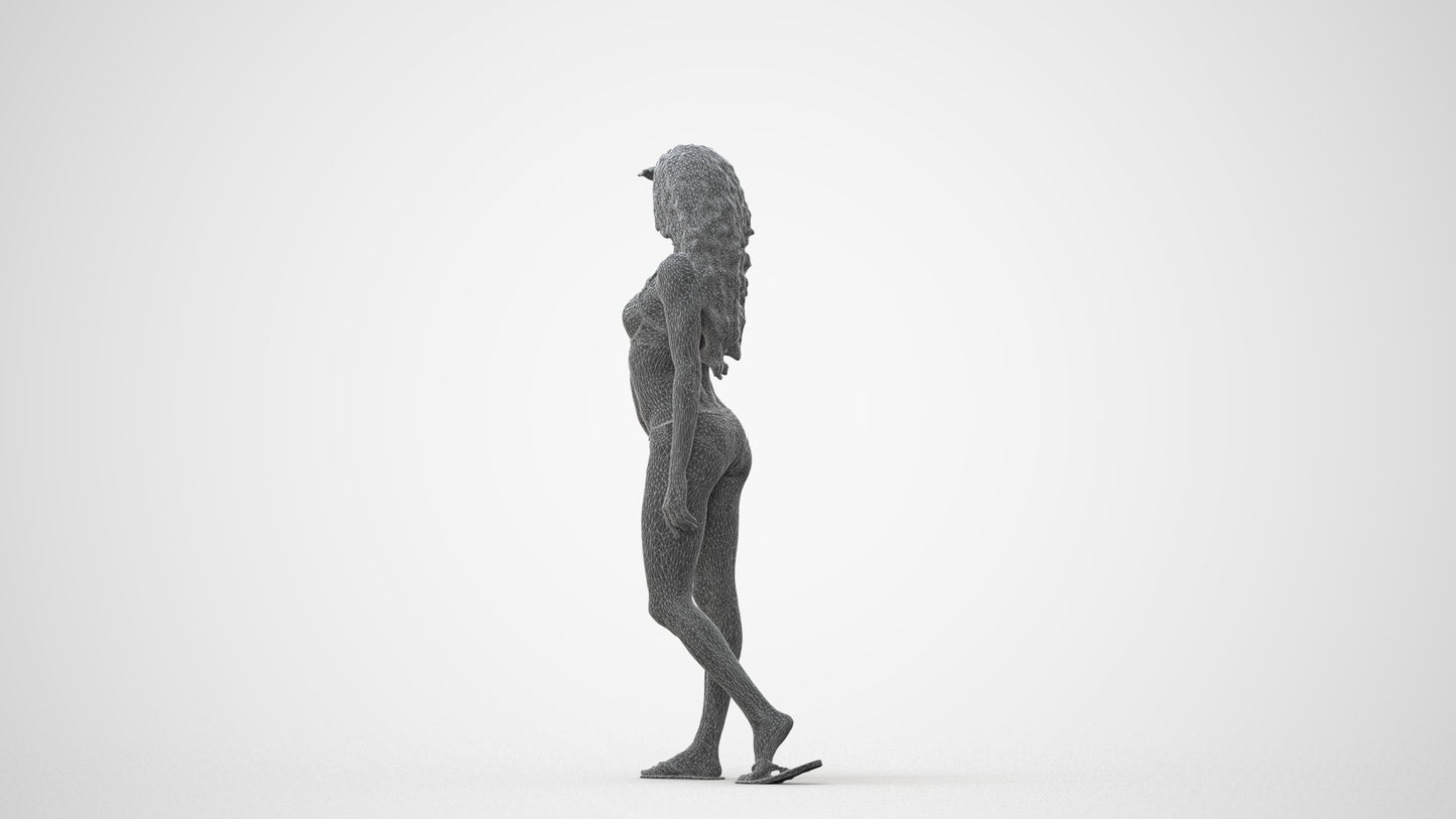 photogrammetry 3D woman pool, realistic human model archviz FBX, square thumbnail