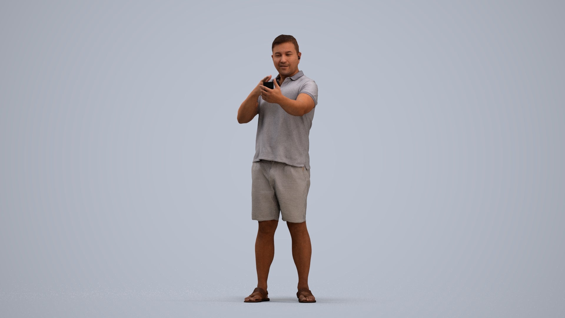 3D human model man casual standing, photogrammetry scanned person for archviz, standing pose render