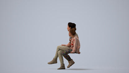 realistic 3D people girl kids, render-ready for V-Ray and Corona, FBX OBJ, three-quarter view render