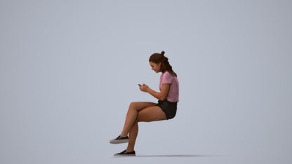 photogrammetry 3D girl casual kids, realistic human model archviz FBX, three-quarter view render
