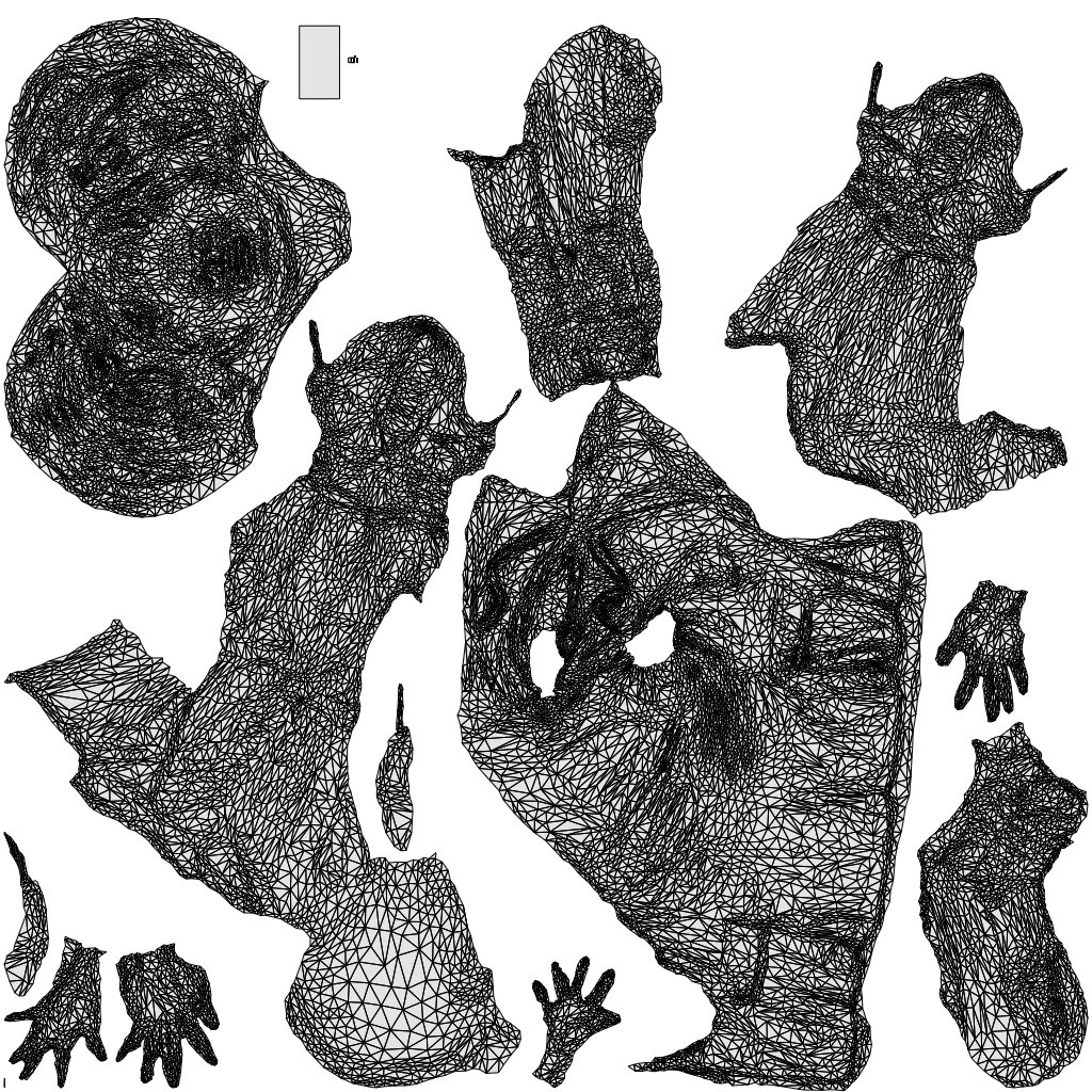 3D people model woman business, scanned human for 3ds Max rendering, wireframe top-down view