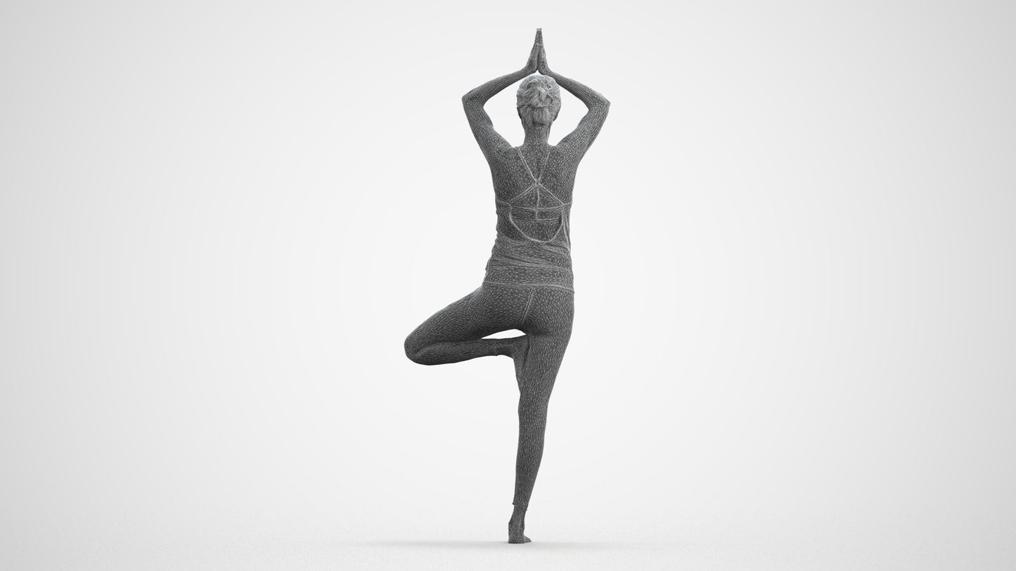 realistic 3D human woman sport, archviz people FBX OBJ for Blender, wireframe front view