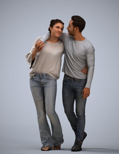 photogrammetry 3D woman casual couple, realistic human model archviz FBX