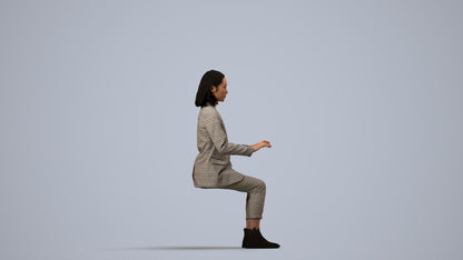 scanned 3D woman business, photogrammetry people for Enscape and V-Ray, side view render