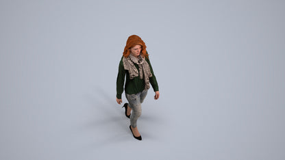 3D people model woman casual standing, scanned human for 3ds Max rendering, back view render