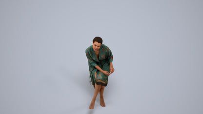 3D scanned woman bathroom, photorealistic archviz people for Enscape and SketchUp, back view render