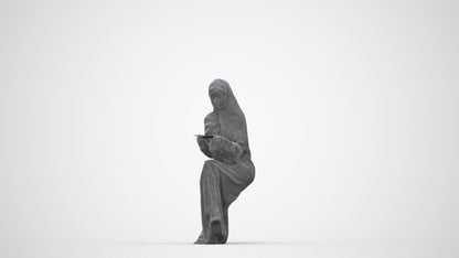 realistic 3D woman sitting, scanned archviz people for Blender and 3ds Max, wireframe back view