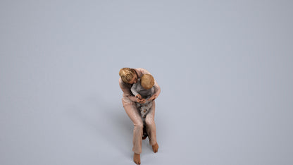 realistic 3D human girl kids, archviz people FBX OBJ for Blender, back view render
