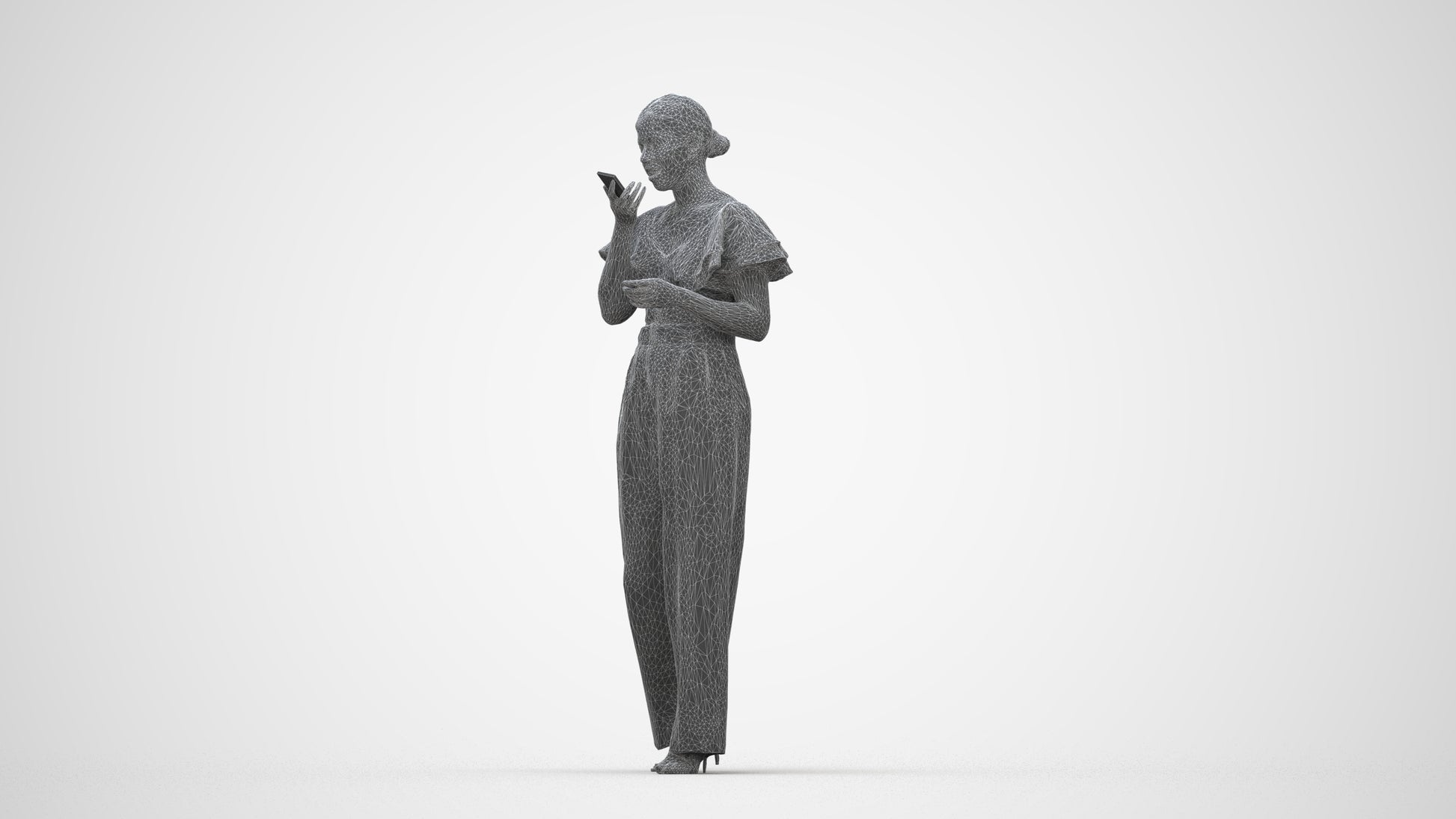 photogrammetry 3D woman business walking, realistic human model archviz FBX, wireframe back view