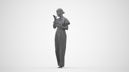 photogrammetry 3D woman business walking, realistic human model archviz FBX, wireframe back view