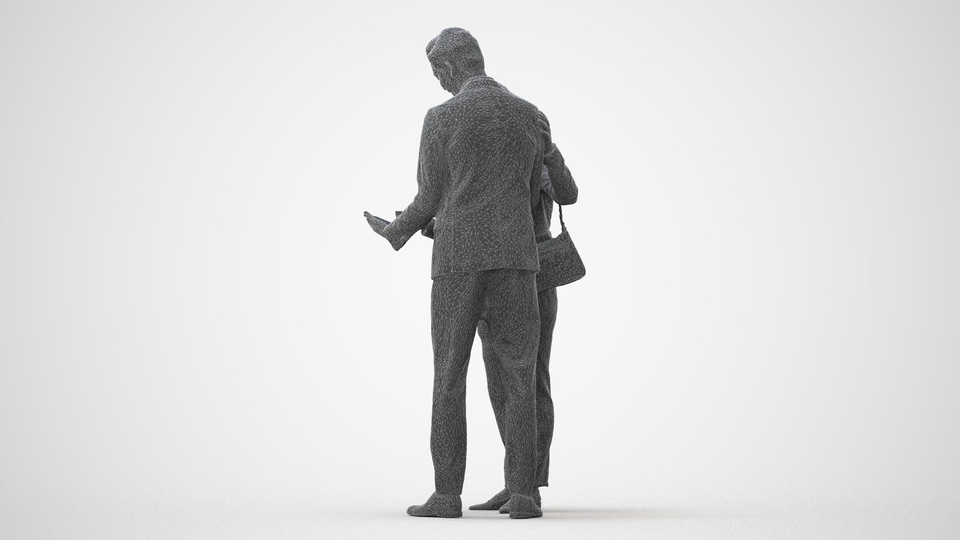 3D human model woman business, photogrammetry scanned person for archviz, square thumbnail