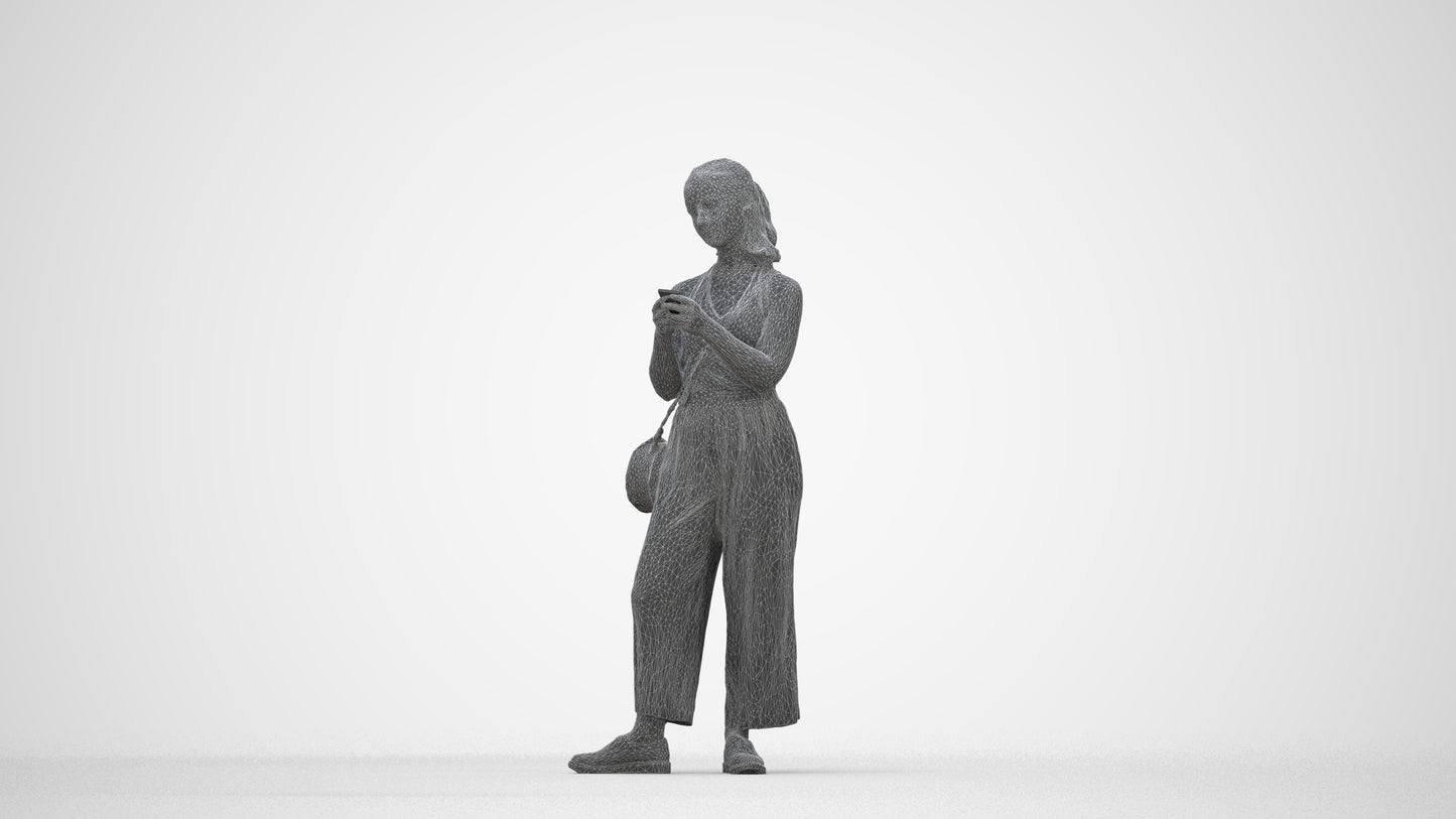 realistic 3D people girl casual kids, render-ready for V-Ray and Corona, FBX OBJ, wireframe back view