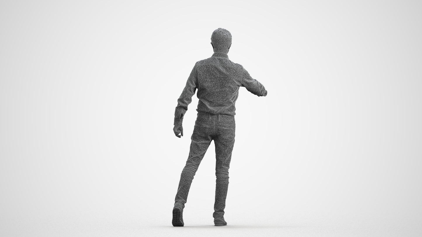 realistic 3D people man casual door, render-ready for V-Ray and Corona, FBX OBJ, wireframe front view