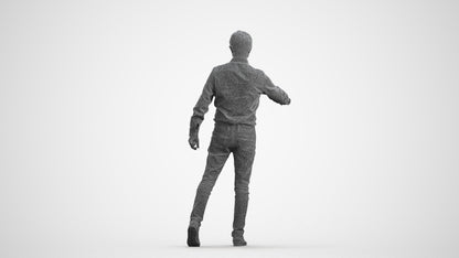 realistic 3D people man casual door, render-ready for V-Ray and Corona, FBX OBJ, wireframe front view