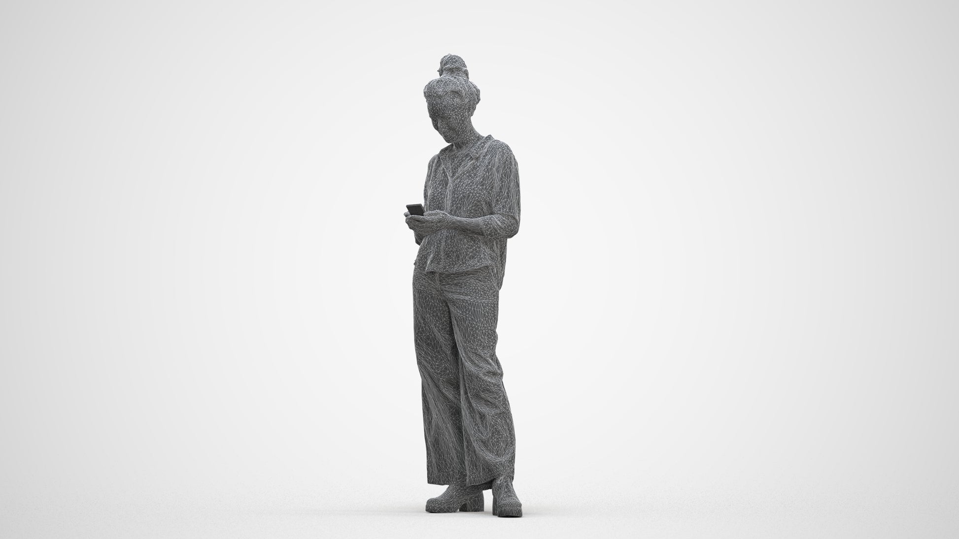 scanned 3D woman casual standing, photogrammetry people for Enscape and V-Ray, three-quarter front view render