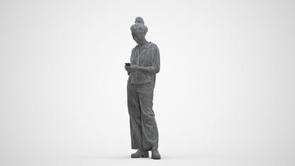scanned 3D woman casual standing, photogrammetry people for Enscape and V-Ray, three-quarter front view render