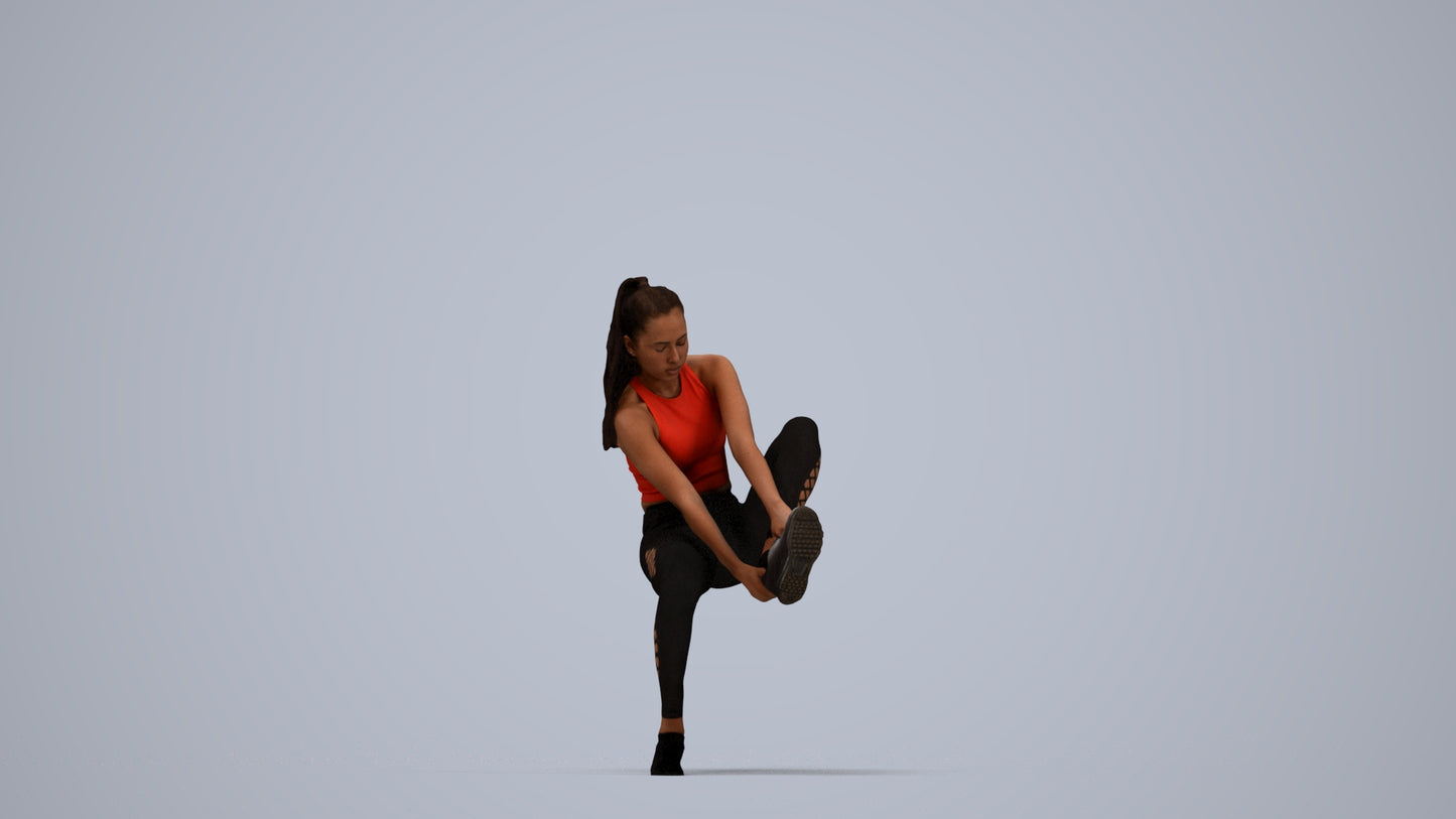 realistic 3D human woman sport, archviz people FBX OBJ for Blender, top-down view render