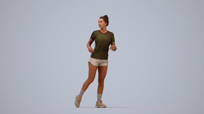 scanned 3D woman sport, photogrammetry people for Enscape and V-Ray, top-down view render