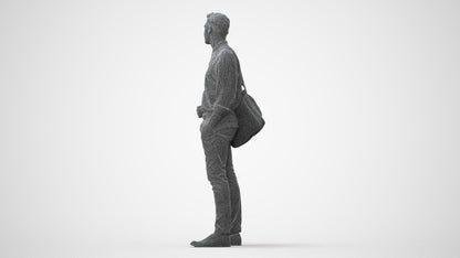 scanned 3D man casual standing, photogrammetry people for Enscape and V-Ray, square thumbnail
