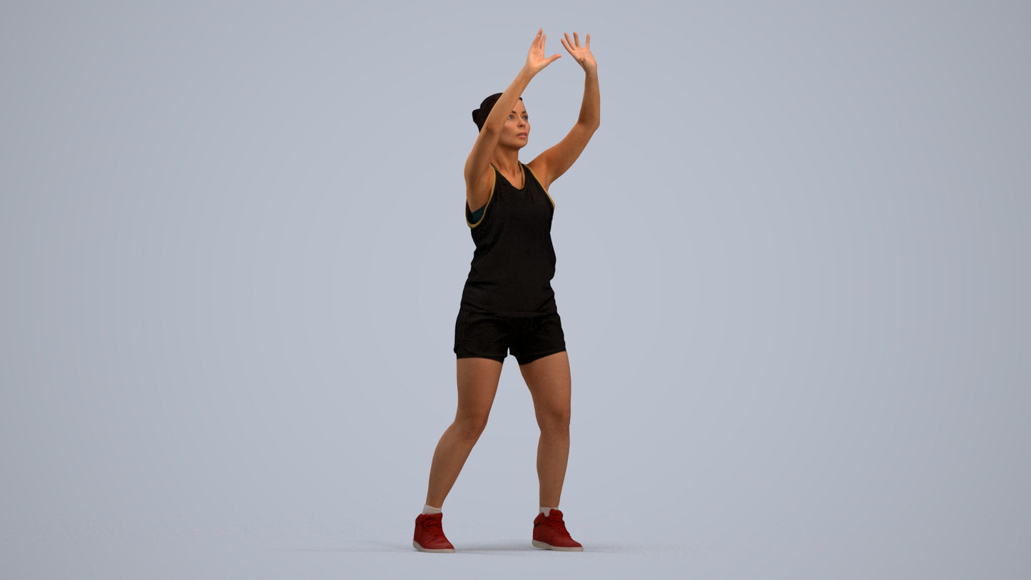 realistic 3D woman sport, scanned archviz people for Blender and 3ds Max, standing pose render