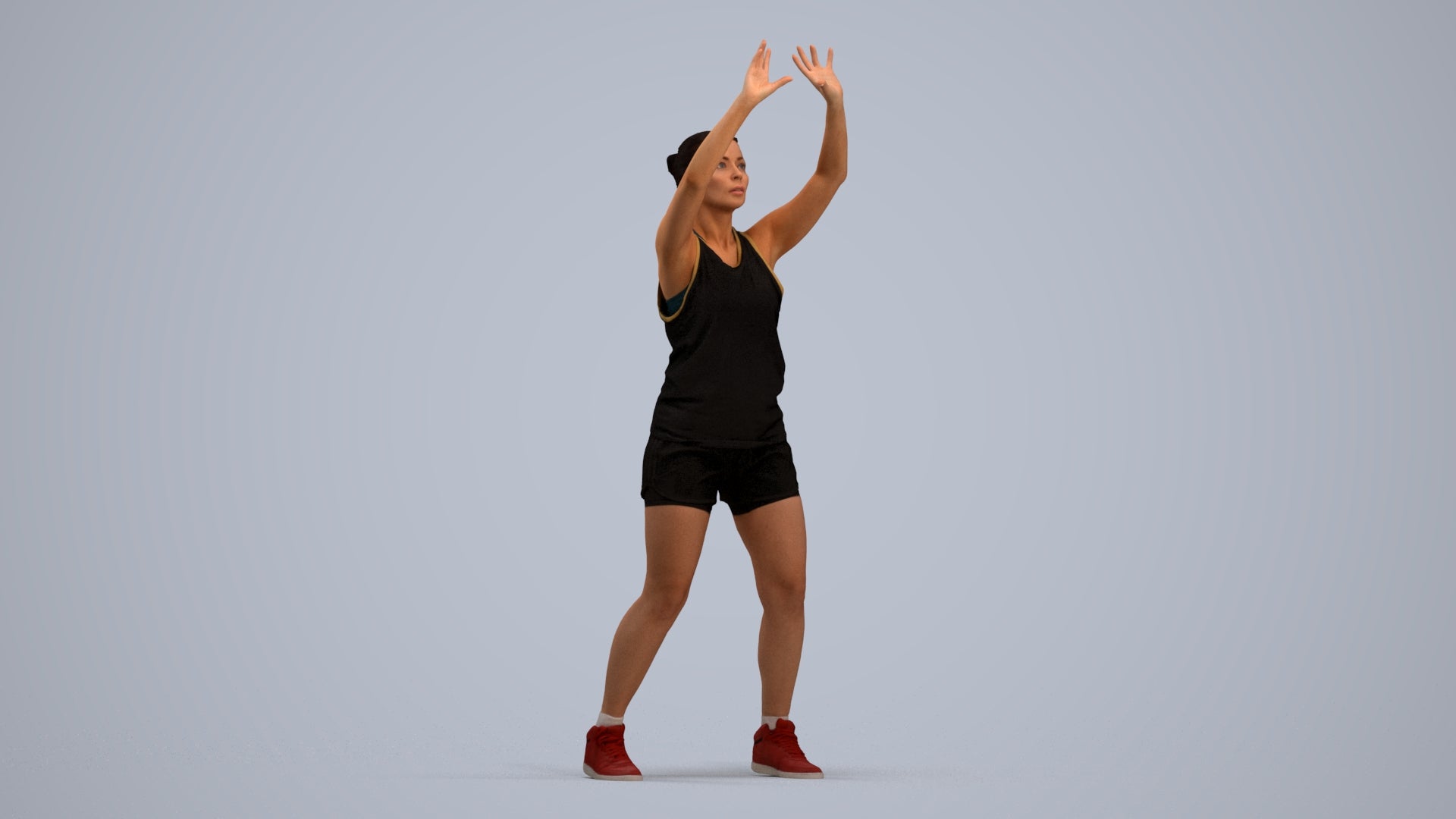 realistic 3D woman sport, scanned archviz people for Blender and 3ds Max, standing pose render