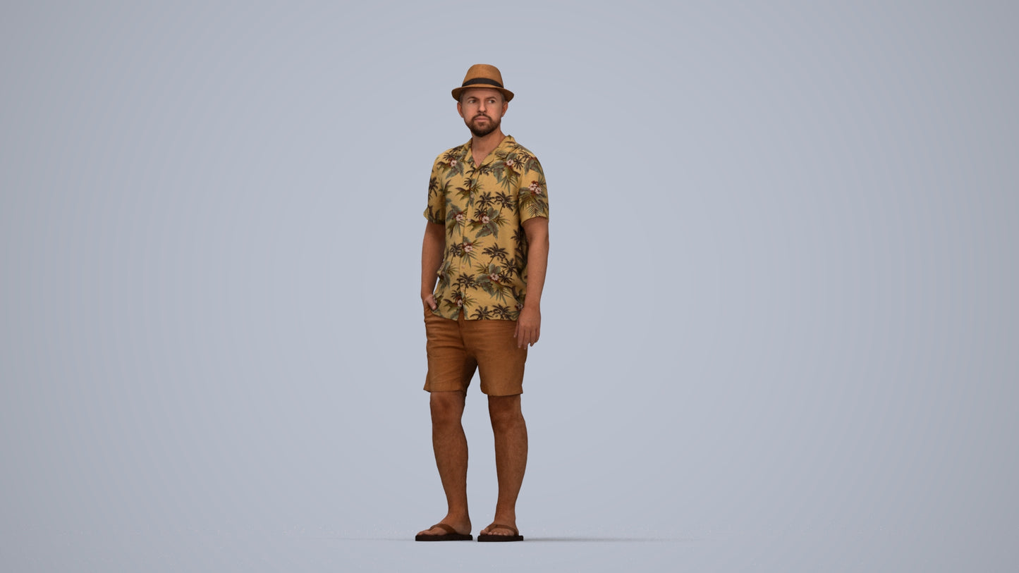 scanned 3D man standing, photogrammetry people for Enscape and V-Ray, top-down view render