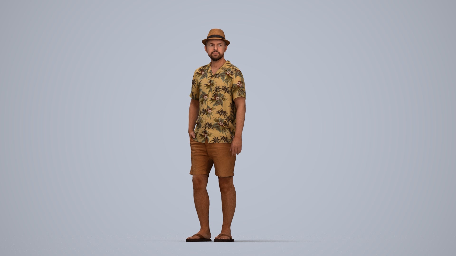 scanned 3D man standing, photogrammetry people for Enscape and V-Ray, top-down view render
