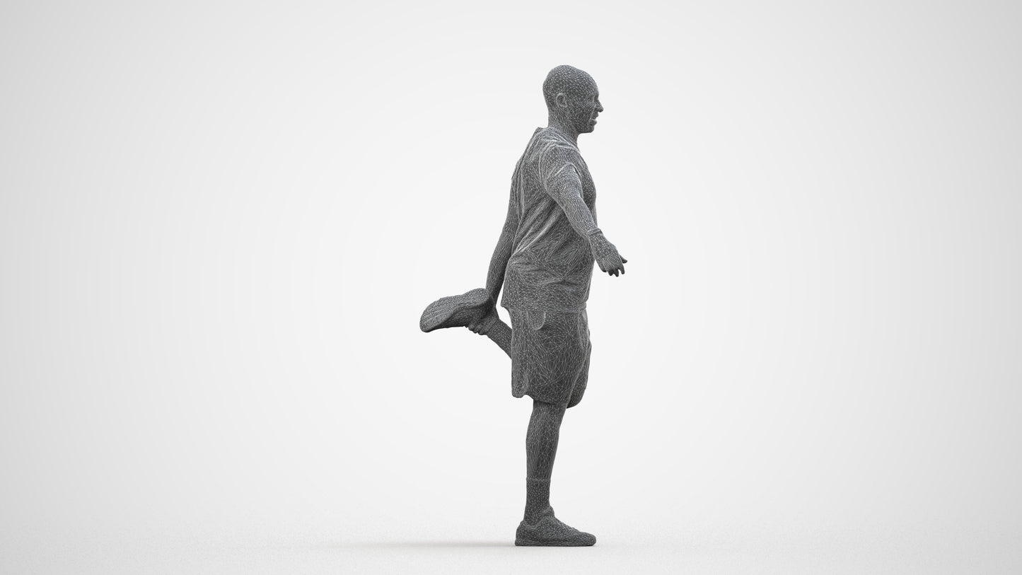 scanned 3D man sport, photogrammetry people for Enscape and V-Ray, wireframe side view