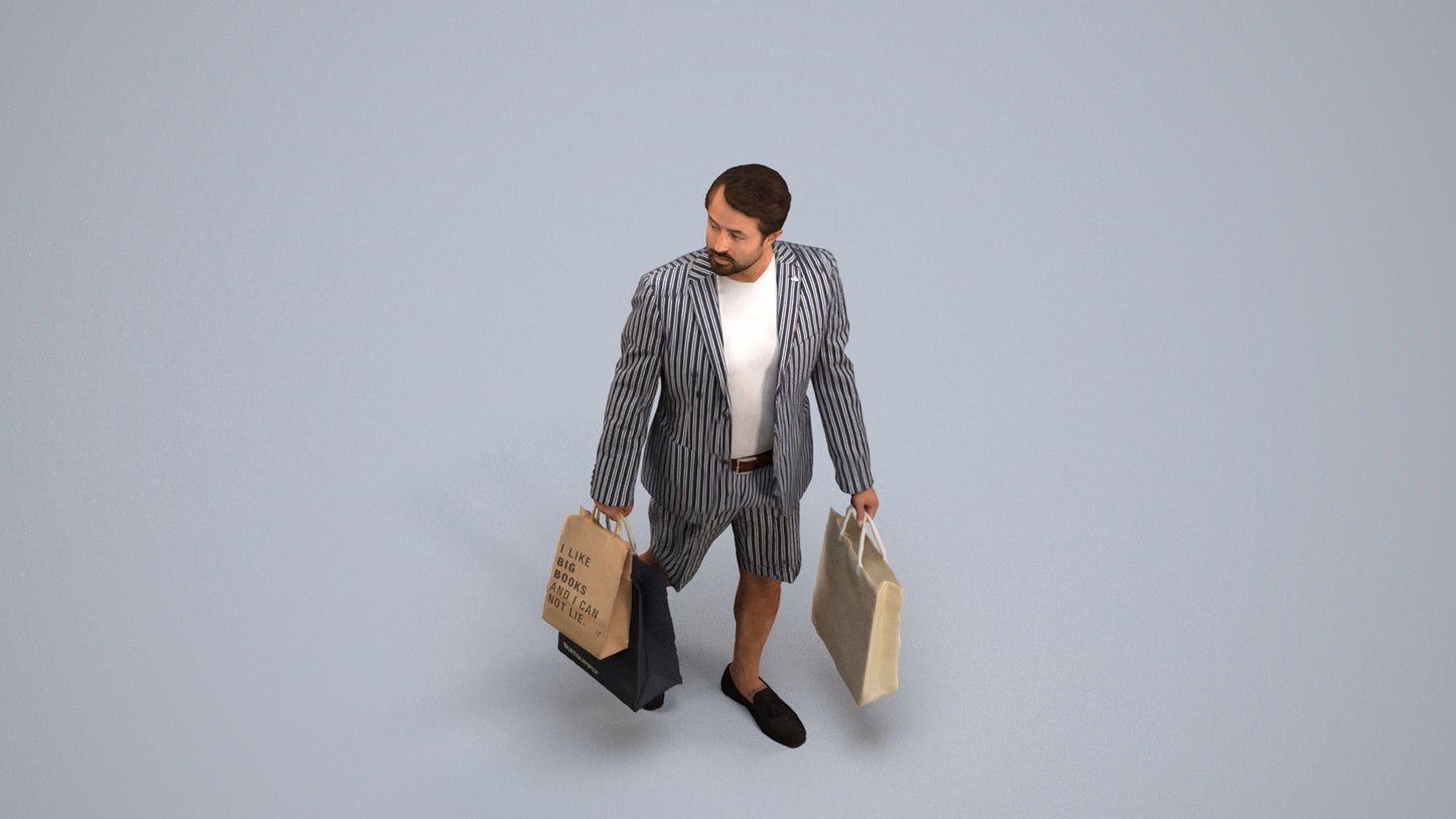 photogrammetry 3D man casual formal, realistic human model archviz FBX, back view render