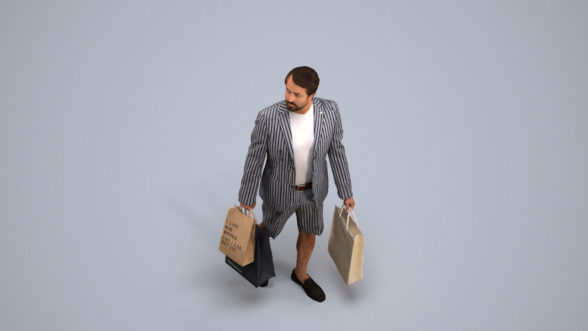 photogrammetry 3D man casual formal, realistic human model archviz FBX, back view render