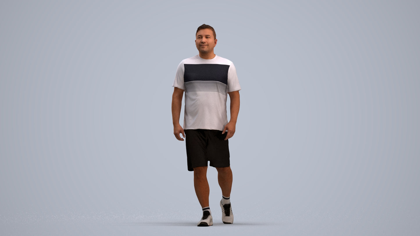 3D people model man sport, scanned human for 3ds Max rendering, standing pose render