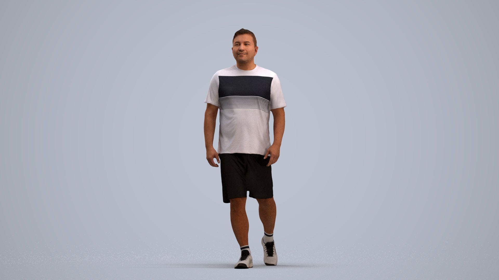 3D people model man sport, scanned human for 3ds Max rendering, standing pose render