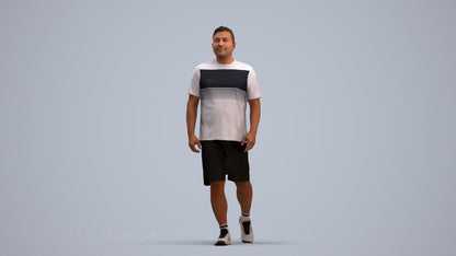 3D people model man sport, scanned human for 3ds Max rendering, standing pose render