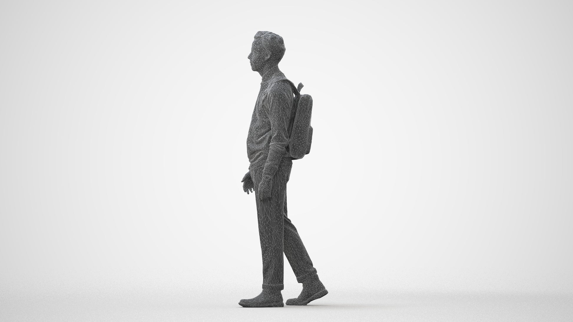 realistic 3D human man casual walking, archviz people FBX OBJ for Blender, square thumbnail