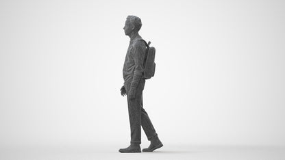 realistic 3D human man casual walking, archviz people FBX OBJ for Blender, square thumbnail