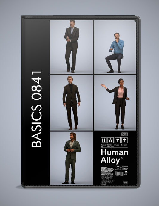 scanned 3D people business collection, 5 photogrammetry models for Enscape and V-Ray